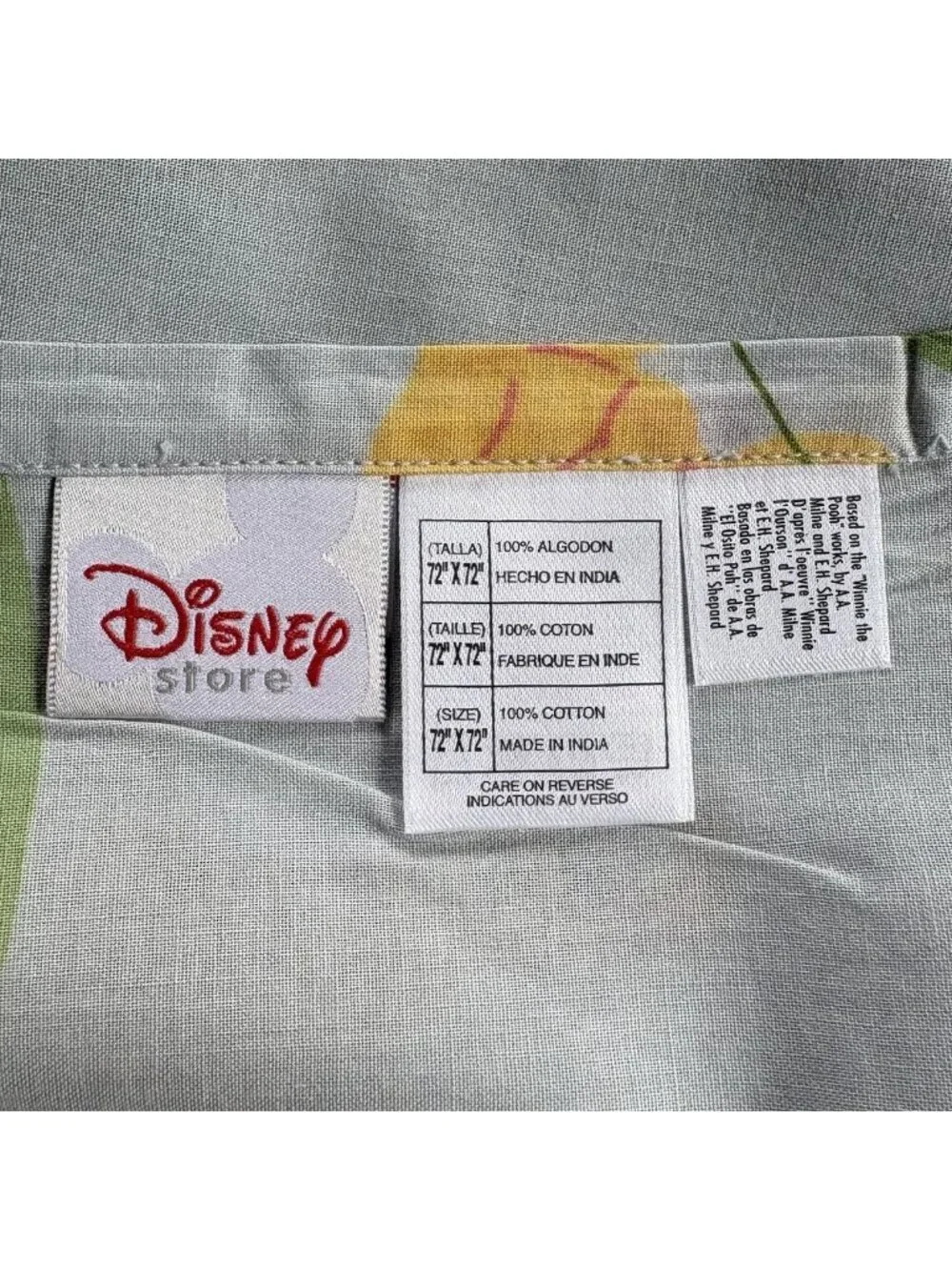 Vintage Disney Store WINNIE THE POOH & Friends Cotton Shower Curtain 72x72 NEW